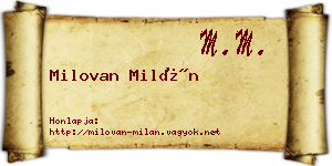 Milovan Milán névjegykártya